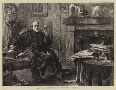 Giuseppe Mazzini en su estudio en Brompton de Henry Woods